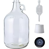 FastRack 1 Gallon Glass Jug with Black Polyseal Caps, 6.5G Rubber Bungs & Twin Bubble Airlocks – Fermentation Jars for Home Brewing, Clear Glass Fermenter Containers for Liquid Fermentation