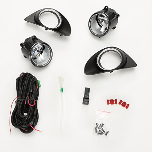 LEDIN for 2012-2014 Toyota Yaris Hatchback Fog Light Kit Set with Bezel Switch Wire Harness Bulbs