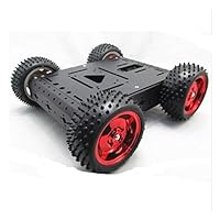 UniHobby WiFi Robot Car Chassis 4WD Robot Car Kit Maximum Load 15KG Aluminum Robotics Chassis Kit for Raspberry PI, Arduino Robot Projects(Red Tires)