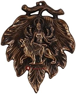 Trusted Seller 15" Metal Copper Plated Pan / Leaf Durga Statue Handmade Wall Home Decor Art Gift