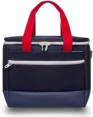 Hudson Sutler Navy and Red Cooler Bag - Leak Proof- 18 Cans + 1LB of ice