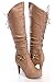Top Moda Womens Page-65 Knee High Round Toe Lace-Up Slouched High Heel Boots,Taupe,9