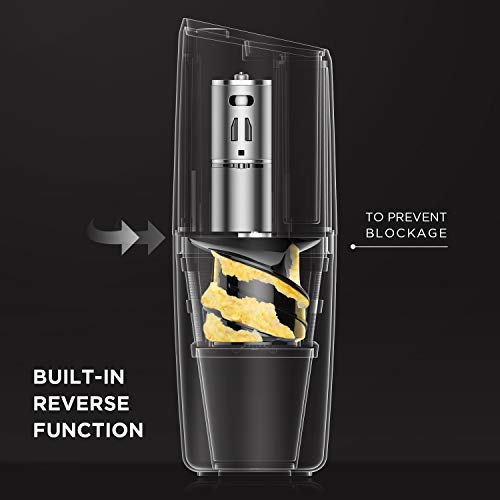 Masticating Juicer, CalmDo Portable Slow Juicer Machine, PJ801 Juicer Extractor with Reverse Function, USB Rechargeable, Red