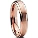 Tungsten Wedding Band Ring 4mm for Men Women Comfort Fit 18K Rose Gold Plated Beveled Edge Brushed Polished