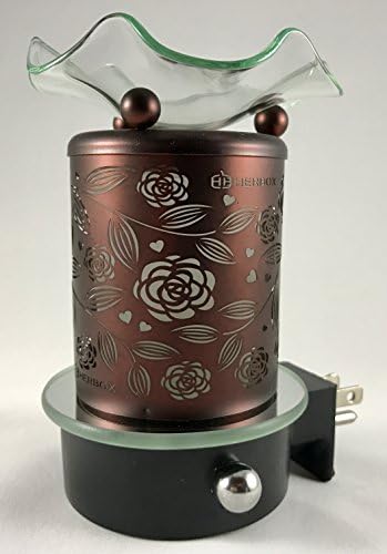 Decorative Metal Rose Electric Plug In Oil Burner With Touch Dimmable Night Light