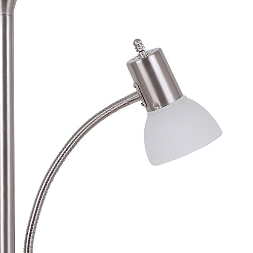 Catalina Lighting 17539-000 Traditional Metal Torchiere Floor Lamp with Reading Light and Frosted Glass Shade, Brushed Steel Classic