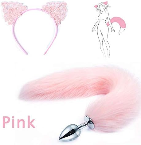 Stainless Steel Fox Tail Headband Headwear for Prom Party Costume Cosplay-Pink