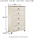 Signature Design by Ashley Willowton 5 Drawer Chest of Drawers, Two-tone Brown and Whitewash