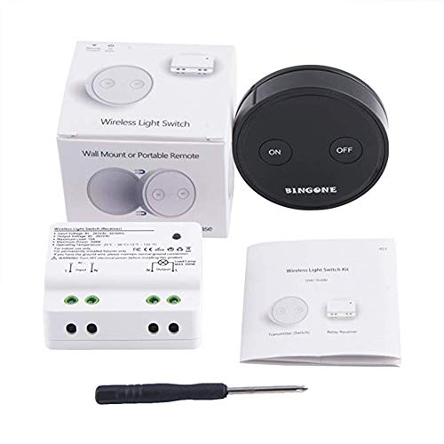 Wireless Light Switch, Remote Control for Lamps Ceiling Fans Household Appliances,Transmitter and Receiver Kit,No hub required(Black) - Thumbnail 2