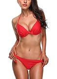 Taylover Women's Halter Tie Underwire Knot Push Up Two Piece Bikini Swimsuits Bandeau Bikini Swimsuit