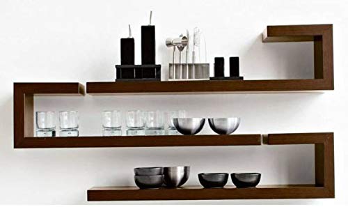 Woodsy Kitchen Wall Shelf Set Wooden Wall Shelf Length 27 Height 16 5 Width 5 Inches Number Of Shelves 3 Brown Amazon In Electronics