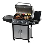 Master Cook Outdoor BBQ 4-Burner Cabinet Propane Gas Grill with Side Burner