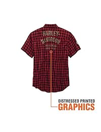 Harley-Davidson Camisa de cuadros a cuadros para hombre, oficial, ajustada, a cuadros