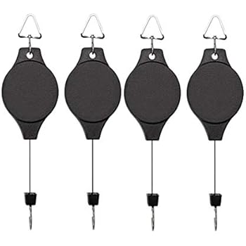 4 Pack Plant Hook Pulley, Retractable Plant Hanger Easy Reach Hanging Flower Basket for Garden Baskets Pots and Birds Feeder Hang High up and Pull Down to Water Or Feed (4)