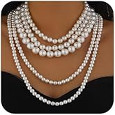 fxmimior Boho Women Multilayer 1920s Pearls Layered Choker Necklaces for Women