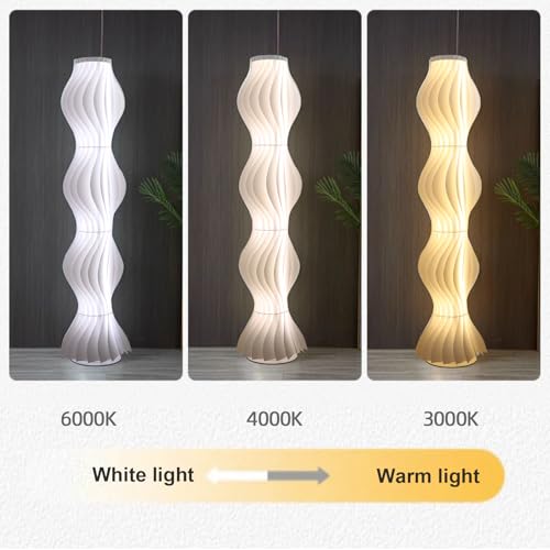 Vrygle Floor Lamp Living Room Acrylic LED 3 Temperatures Colour 170 cm | 3 Color Temperature LED Strip Light 3000K/4000K/6000K Unique Artistic Design for Living Room Bedroom Office White
