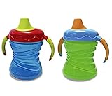 Gerber Graduates 7 Ounce Fun Grips Trainer Cup, 2 Pack, Blue/Green
