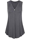 Laksmi Womens Sleeveless Tunic Top,Solid Color V Neck A Line Casual Office Tank (X-Large, Colorful Grey)