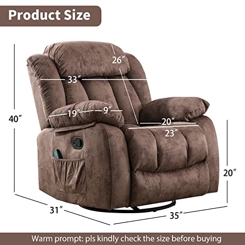 INZOY Massage Swivel Rocker Recliner with Heat and Vibration, Manual
