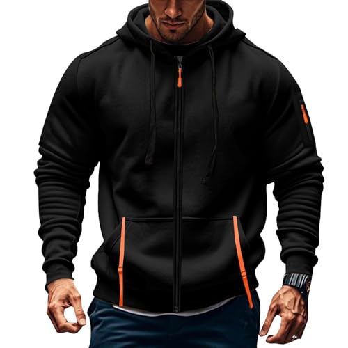 Hoodies for Men UK Men's Printed Fashionable Casual Sweater Mens Fleece Jackets Full Zip Sweatshirt Hoodie Comfortable Black Hoodie Mens Sweatshirts