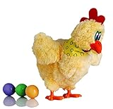 O&N Toy Doll Laying Egg Electric Plush Crazy Chicken with Lights Sound Music