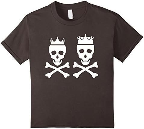 Kids King Queen Skull Crossbones Shirt Pirate Wedding Couple 12 Asphalt