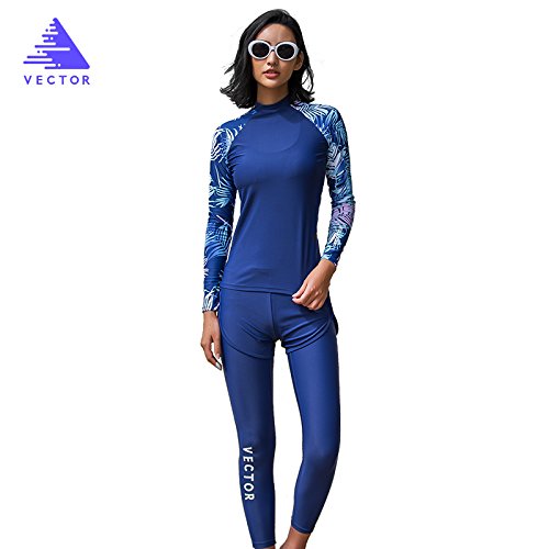 Vector Women's Rashguard Swimwear Rashguard UV Sun Protection Long Sleeve Rash Guard Wetsuit Top Athletic Tops Size L - Thumbnail 2
