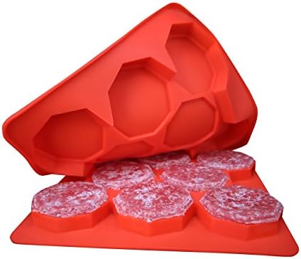 MrLifeHack Silicone Burger Press, Best 8-in-1 Hamburger Patty Maker, 100% BPA Free Non-Stick Container, Freeze and Store Patties, Makes Burgers Quick and Easy, Perfect for BBQ, Red
