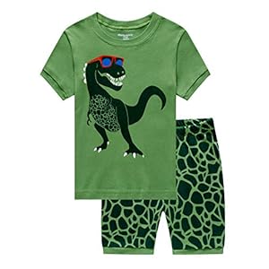 MIXIDON Jongens Pyjama Set, Zomerse Pyjama met Korte Mouw voor Kinderen, Katoenen Pyjama met Dinosaurus Print, Kort…