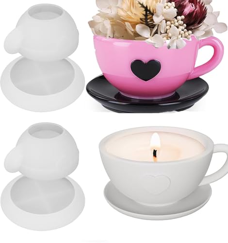 2Er Set Kerzenhalter Silikonform, Silikon-Gießformen Für Kerzen &Amp; Blumentöpfe Teelichthalter Formen Für Beton/Gips/Epoxidharz, Wiederverwendbare Gießformen Silikon (B)