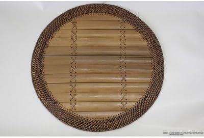 Round Bamboo Slat Placemat with Antique Wooven Edge