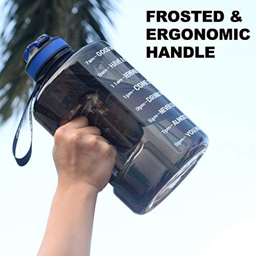 Blue plastic water bottle with a built-in handle, priced at $13.96.