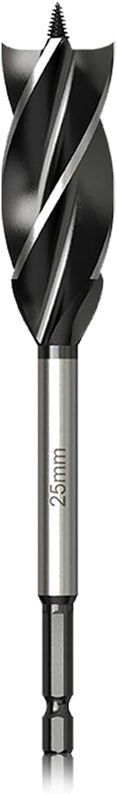 Meccion Wood Drill Bit 25mm x 165mm Self Feed Hex Shank 1/4"