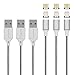 Smart&Cool Gen5 Nylon Braided Magnetic Charging Cable Compatible with Micro-USB Android Mobile Devices and i-Product (3-Pins Connector, No Data Sync Function)(5ft-Silver Triple Pack)