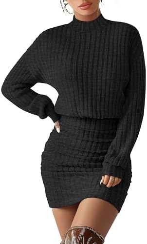 long sleeve sweater dress amazon Women's Crew Neck Long Sleeve Over Knee Length Pullover Sweater Dress For Just $8.99 From Amazon!