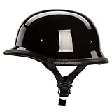 Low Profile Novelty German Chopper Half Helmet Skull Cap Gloss Black (L)