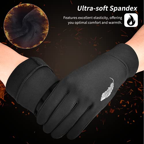Winter Warm Running Gloves with Grip - Man Woman Touch Screen Thermal Fleece Cold Mitten Black S