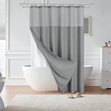 BTTN Gery Shower Curtain with Snap in Liner, Linen