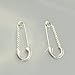Paialco 925 Sterling Silver Safety Pin Shaped Earrings, White Gold Plating