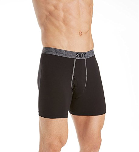 Saxx Mens Platinum Fly Lifestyle Boxers Underwear 2X-Large Black