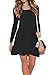 AUSELILY Women's Solid Plain Long Sleeve Pockets Casual Swing T-Shirt Dresses (L,Black)