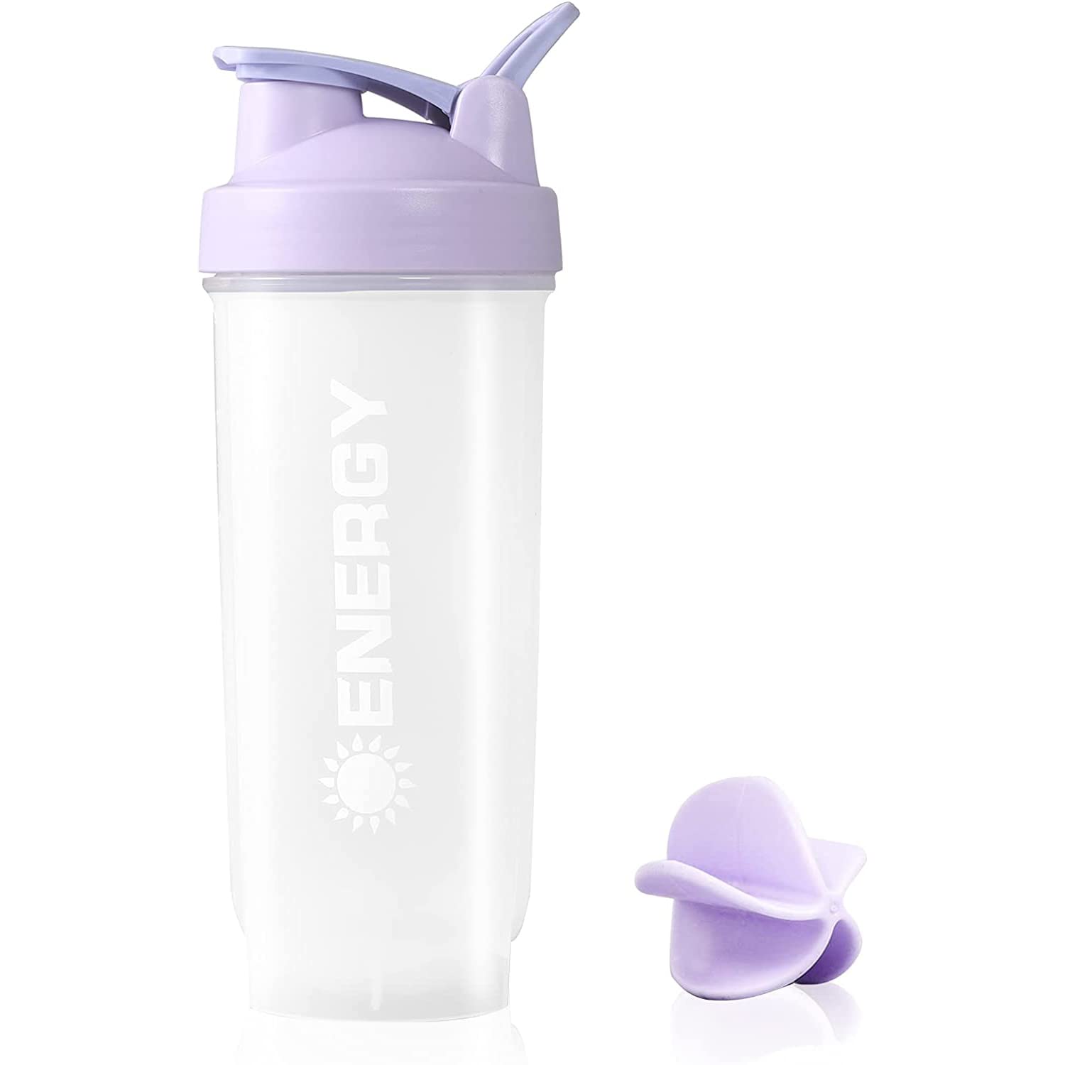 Menmamenma Protein Shaker Bottles Sports Protein Mixes Cup 700ml/24oz Water Bottle with Whisk Mixing Ball Leak-proof Lid Workouts Protein Shaker for Fitness Gym Milkshake (Purple)