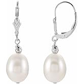 Sterling Silver 9-9.5 mm Cultured White Freshwater Pearl Earrings