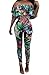 Jiujiuyi Women's Off Shoulder Floral Print Bodycon Jumpsuit Romper