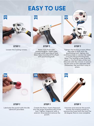 Wvoillty Brake Hose Flaring Tools for DIN Flaring - 4.75mm - Universal Brake Line Crimping Kit - 7.62m - Diameter 4.75mm - with 16 Connectors + 5 Connectors