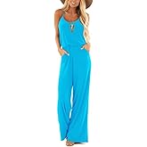 Lacozy Womens Casual Loose Sleeveless Spaghetti Strap Wide Leg Pants Jumpsuit Rompers