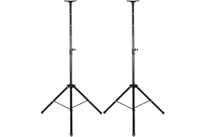 WEI WEI GLOBAL Two Telescoping Tripod PA Speaker Stand - Heavy Duty Speaker Stand Mount Holder - Height Adjustable from 47.6" to 71.7" - Foldable Legs with Locking Pin - Three-Point Triangle Base with Non-Slip Feet