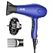 BERTA 1875W Professional Salon Grade Hair Dryer, DC Motor Negative Ionic Blow Dryer with 2 Speed 3 Heat Settings Cool Button, Concentrator & Diffuser & Styling Pik Comb, Blue