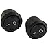2 Pcs On/Off 2 Terminal SPST Black Round Rocker Switch