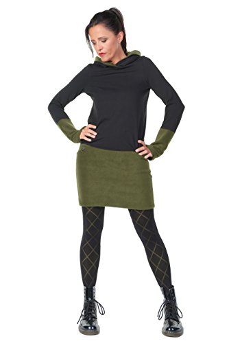 3Elfen-Vestito-Cappuccio-Donna-Casual-con-Pile